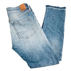Free People Upcycled Paint Splatter Slim Blue Jeans Size 28